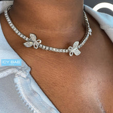 Load image into Gallery viewer, Butterfly Tennis Chain VVS Necklace Womens Silver Cubic Zirconia Icy Bae Icy Szn UK Worldwide Shipping Kylie Jenner Kim Kardashian Jewellery
