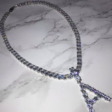 Load image into Gallery viewer, Silver Initial Pendent Tennis Chain Letter A VVS Necklace Womens Silver Cubic Zirconia Icy Bae Icy Szn UK Worldwide Shipping Kylie Jenner Kim Kardashian Jewellery
