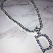 Load image into Gallery viewer, Silver Initial Pendent Tennis Chain Letter D VVS Necklace Womens Silver Cubic Zirconia Icy Bae Icy Szn UK Worldwide Shipping Kylie Jenner Kim Kardashian Jewellery
