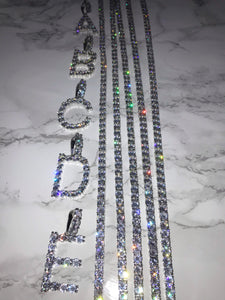 Silver Initial Pendent Tennis Chain Letter A VVS Necklace Womens Silver Cubic Zirconia Icy Bae Icy Szn UK Worldwide Shipping Kylie Jenner Kim Kardashian Jewellery